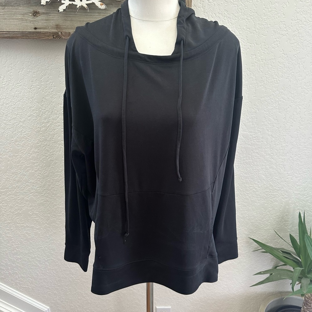 Fabletics black modal blend‎ hooded long sleeve top Ladies Small